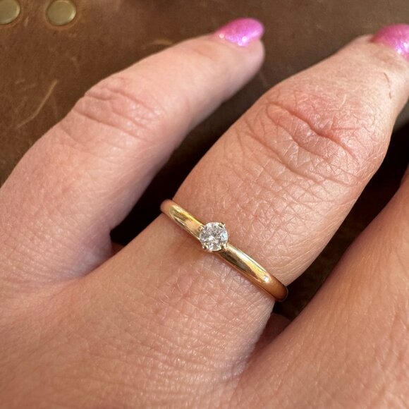 Dainty 14k Gold Diamond Ring - Picture 5 of 7
